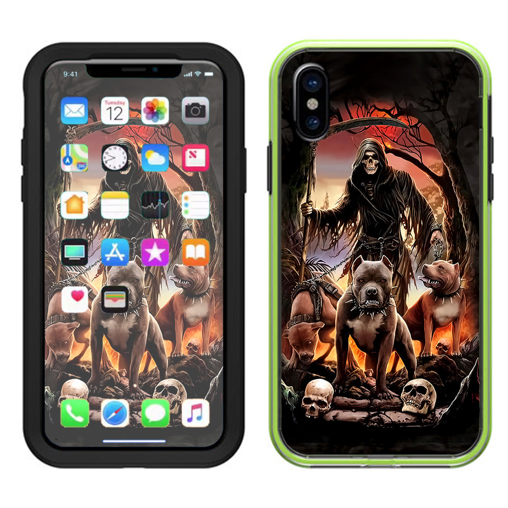  Grim Reaper Pitbull Skulls  Lifeproof Slam Case iPhone X Skin