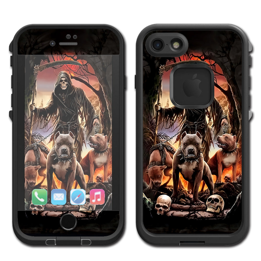  Grim Reaper Pitbull Skulls Lifeproof Fre iPhone 7 or iPhone 8 Skin