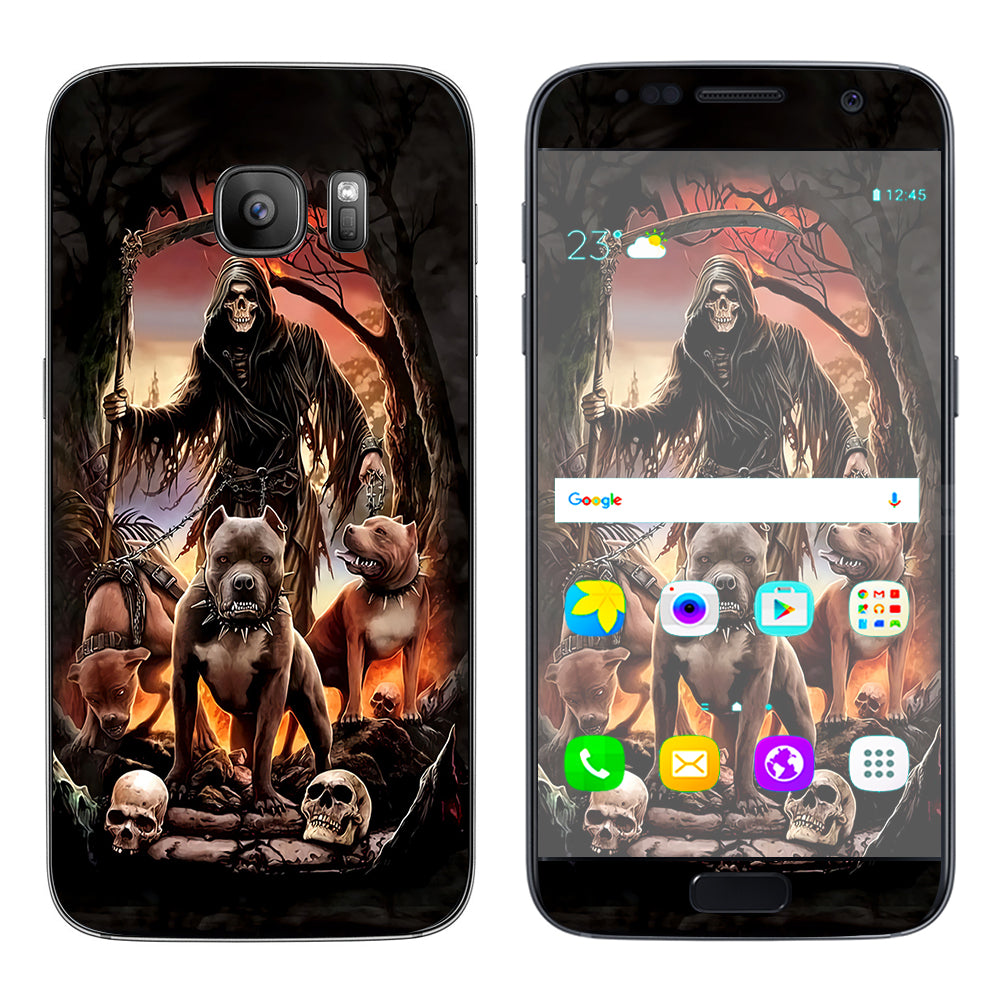  Grim Reaper Pitbull Skulls  Samsung Galaxy S7 Skin