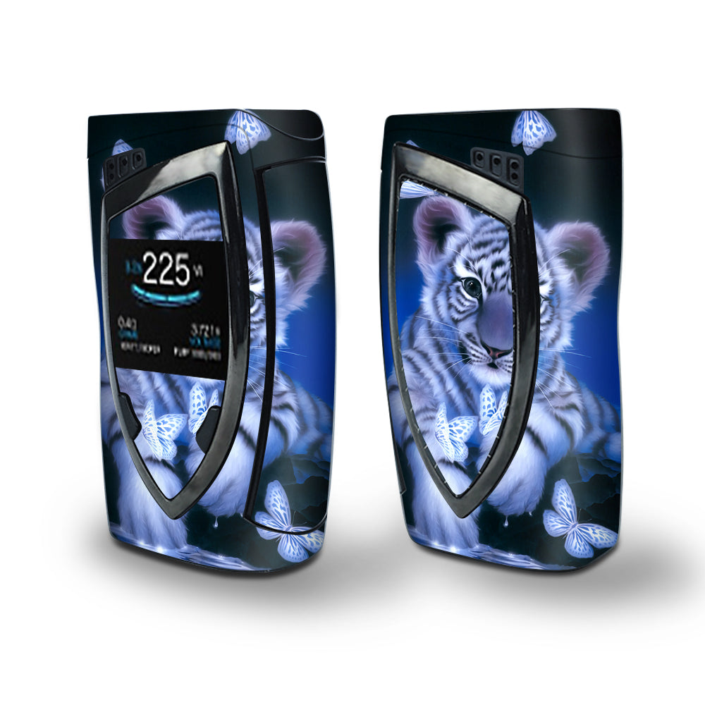 Skin Decal Vinyl Wrap for Smok Devilkin Kit 225w (includes TFV12 Prince Tank Skins) Vape Skins Stickers Cover / Cute White Tiger Cub Butterflies