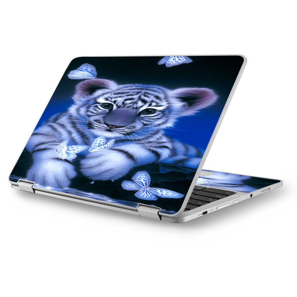  Cute White Tiger Cub Butterflies Asus Chromebook Flip 12.5" Skin