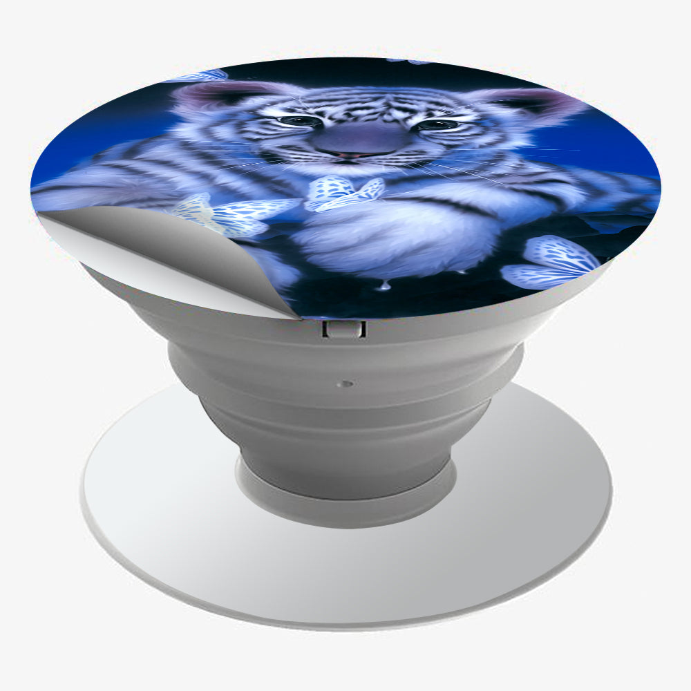  Cute White Tiger Cub Butterflies Popsocket Pop Socket Skin