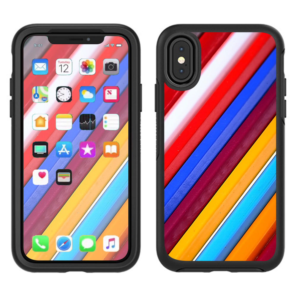  Color Stripes Pattern Otterbox Defender Apple iPhone X Skin