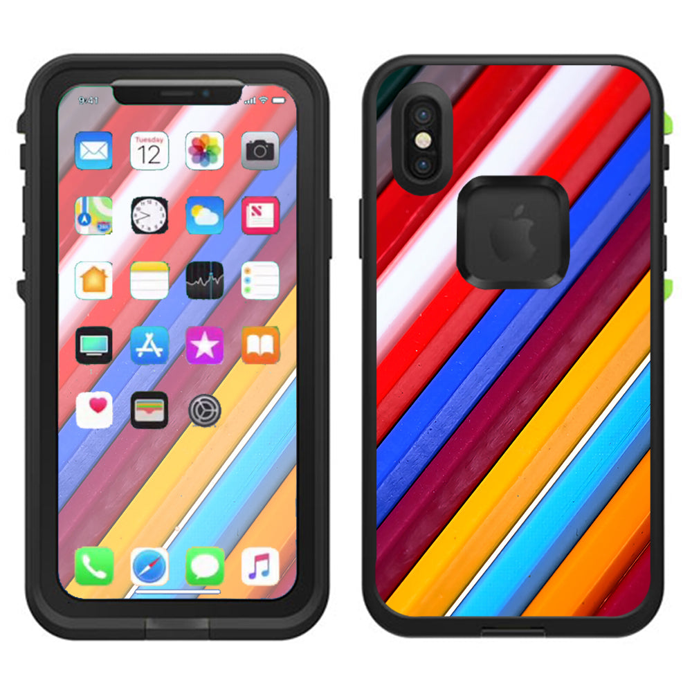  Color Stripes Pattern Lifeproof Fre Case iPhone X Skin