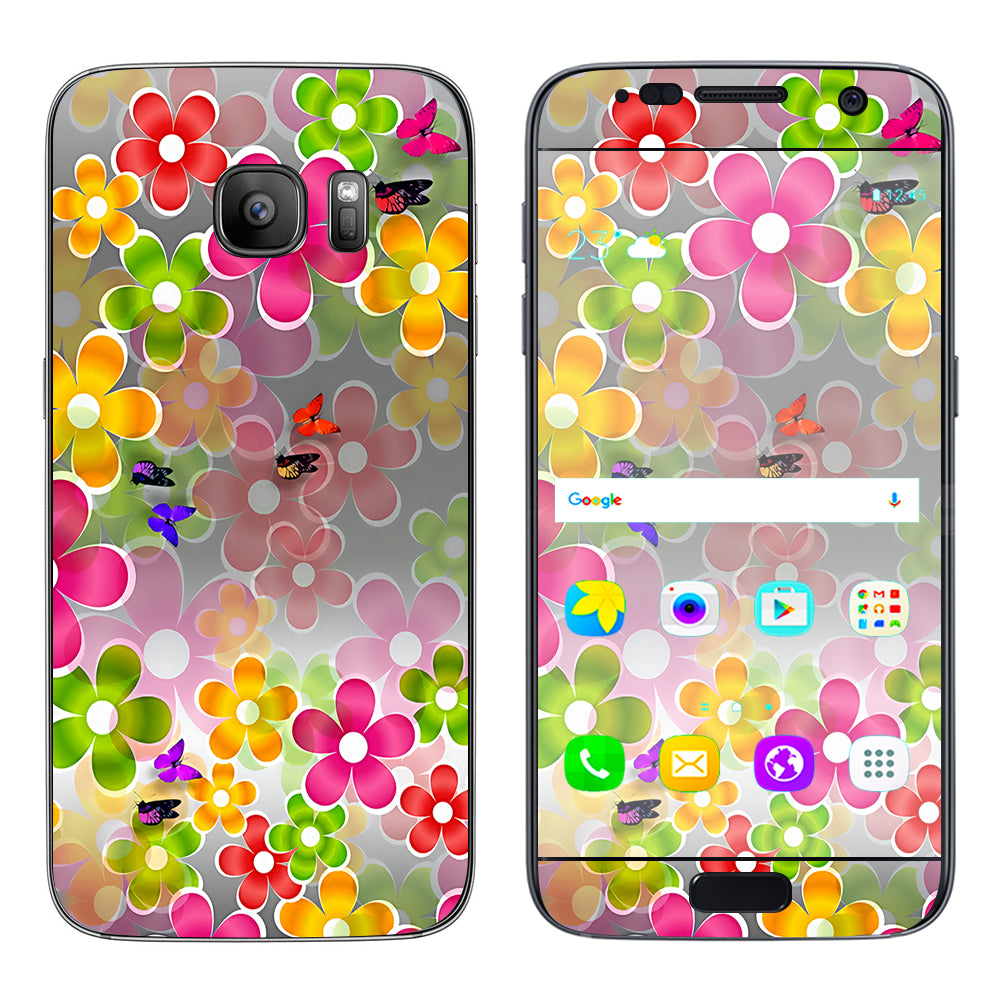  Butterflies And Daisies Flower Samsung Galaxy S7 Skin