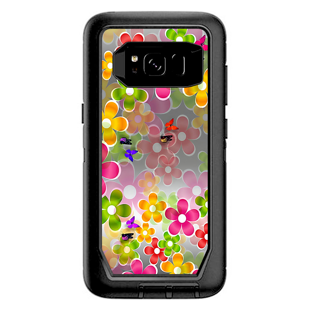  Butterflies And Daisies Flower Otterbox Defender Samsung Galaxy S8 Skin