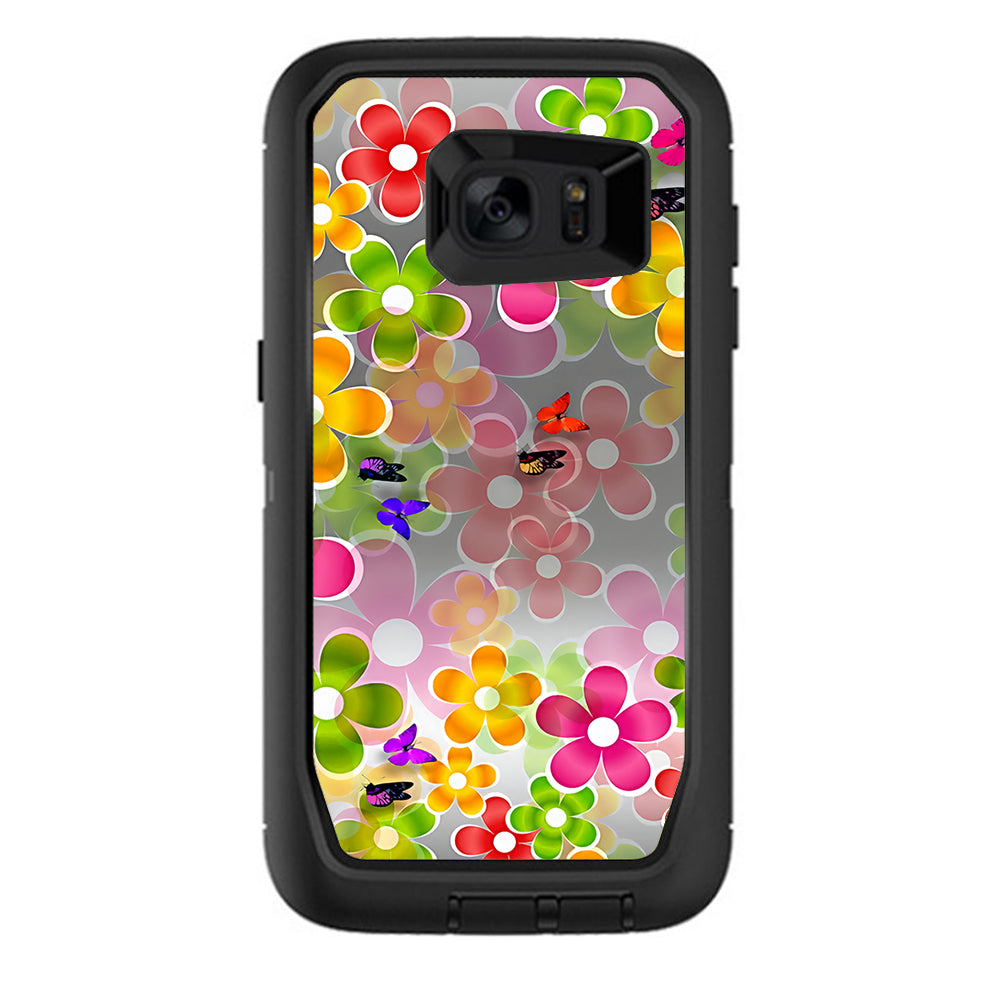  Butterflies And Daisies Flower Otterbox Defender Samsung Galaxy S7 Edge Skin