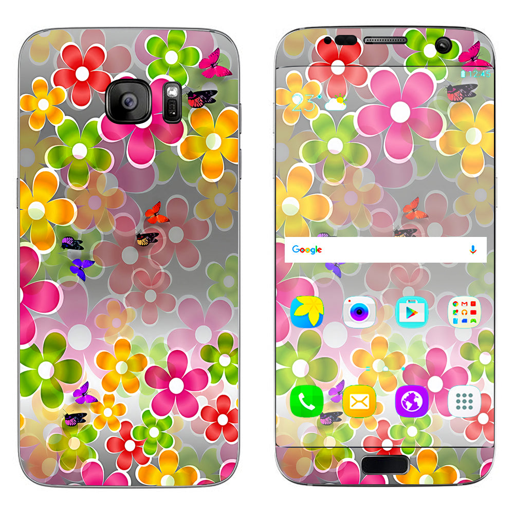  Butterflies And Daisies Flower Samsung Galaxy S7 Edge Skin