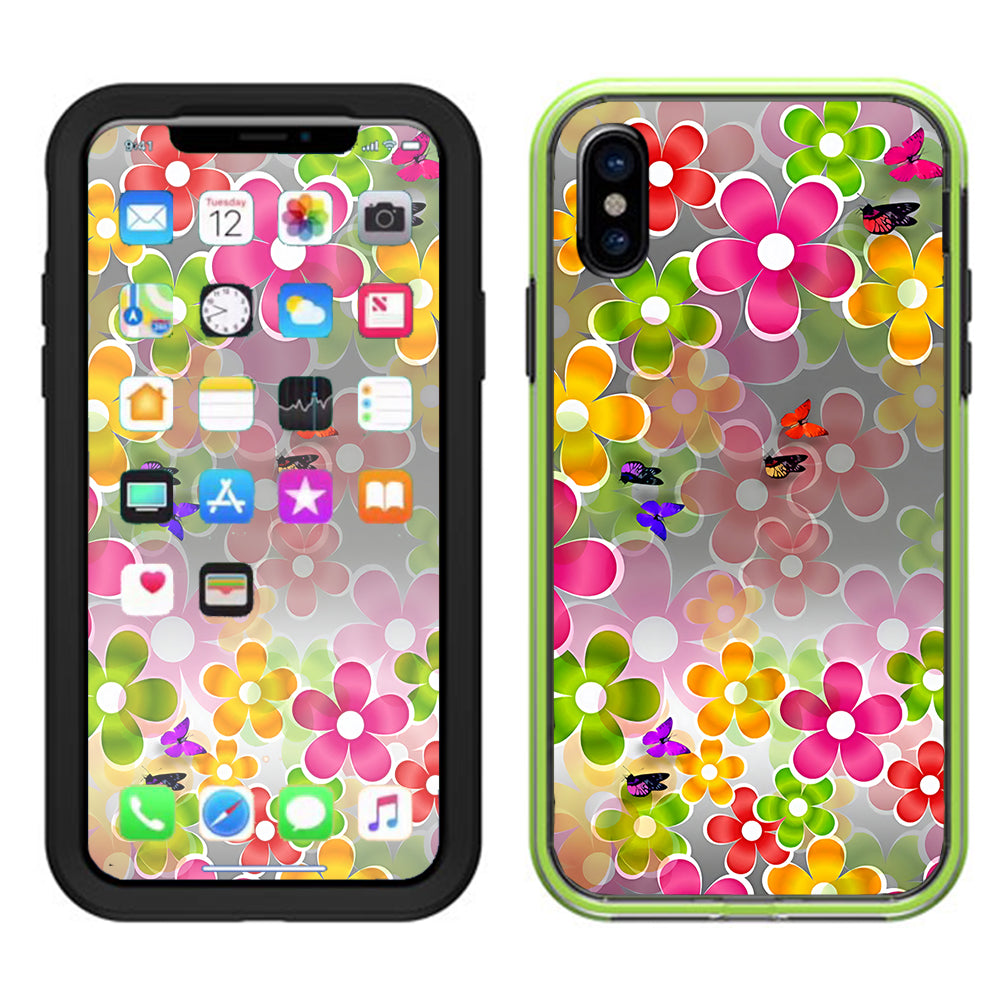  Butterflies And Daisies Flower Lifeproof Slam Case iPhone X Skin