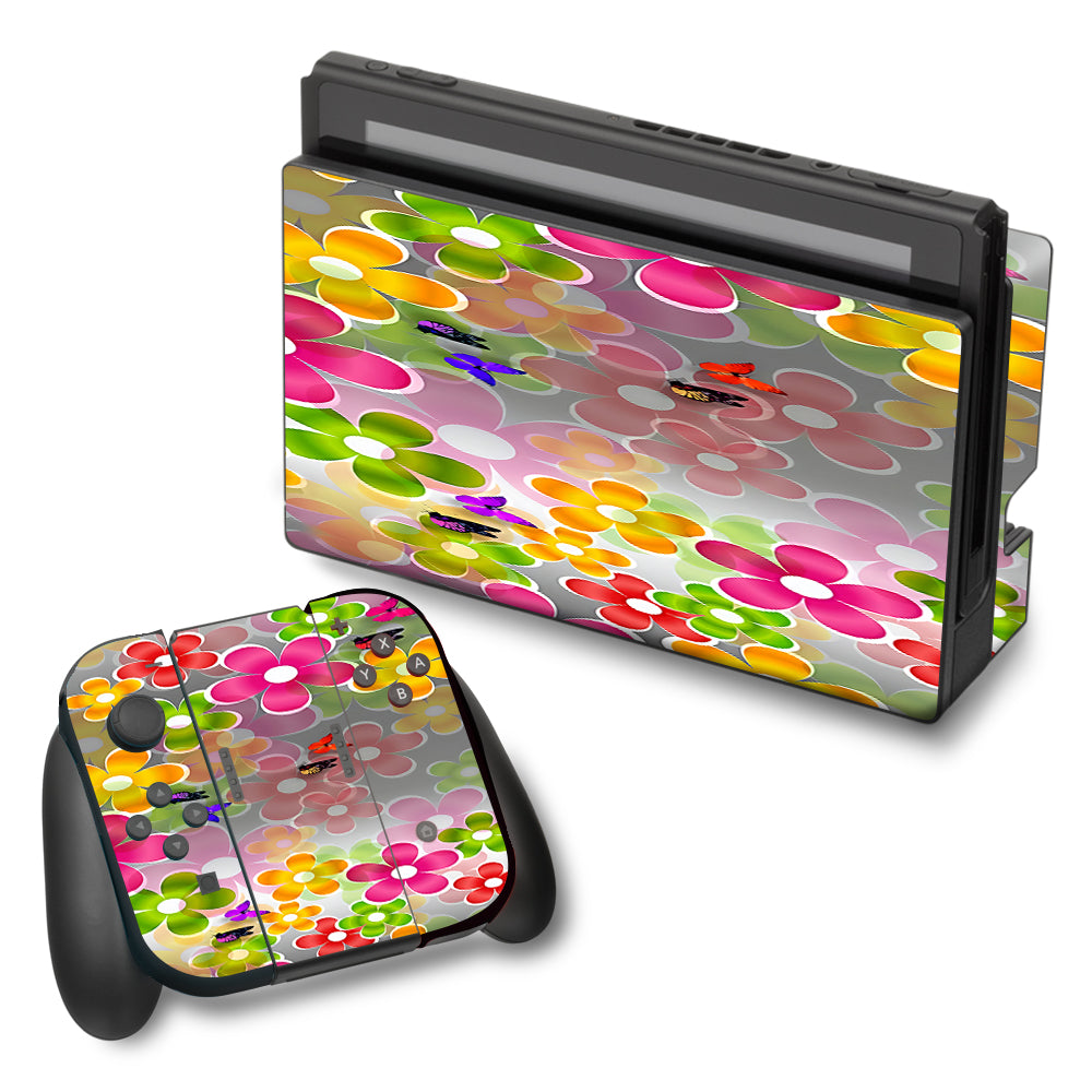  Butterflies And Daisies Flower Nintendo Switch Skin