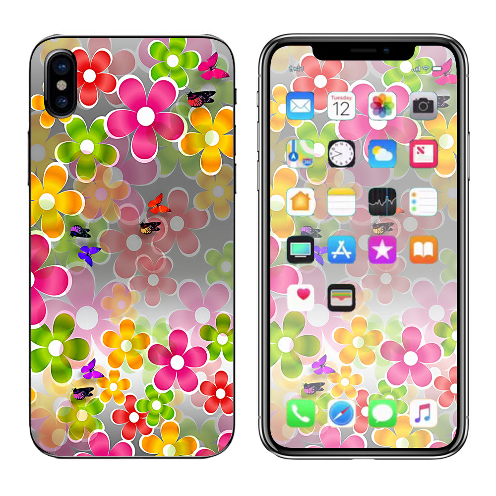  Butterflies And Daisies Flower Apple iPhone X Skin