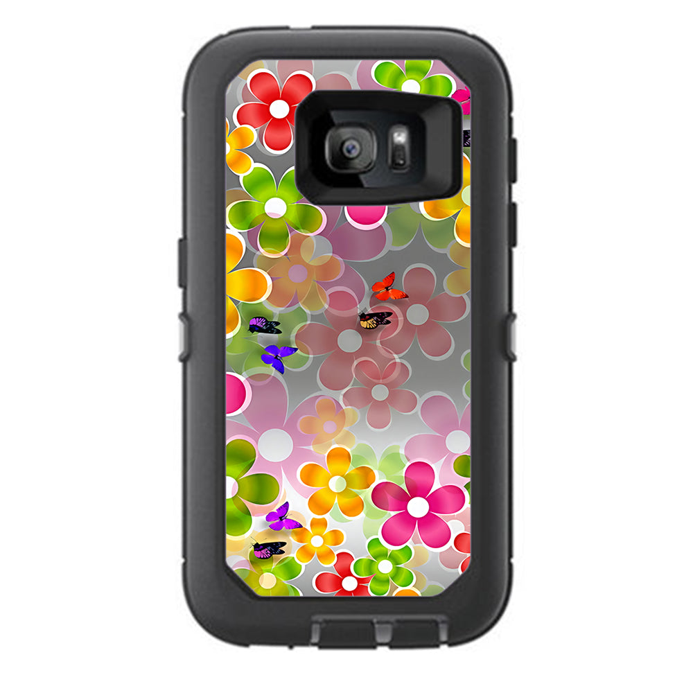  Butterflies And Daisies Flower Otterbox Defender Samsung Galaxy S7 Skin