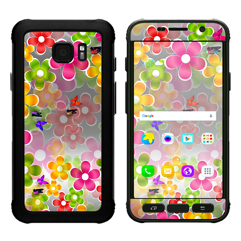  Butterflies And Daisies Flower Samsung Galaxy S7 Active Skin