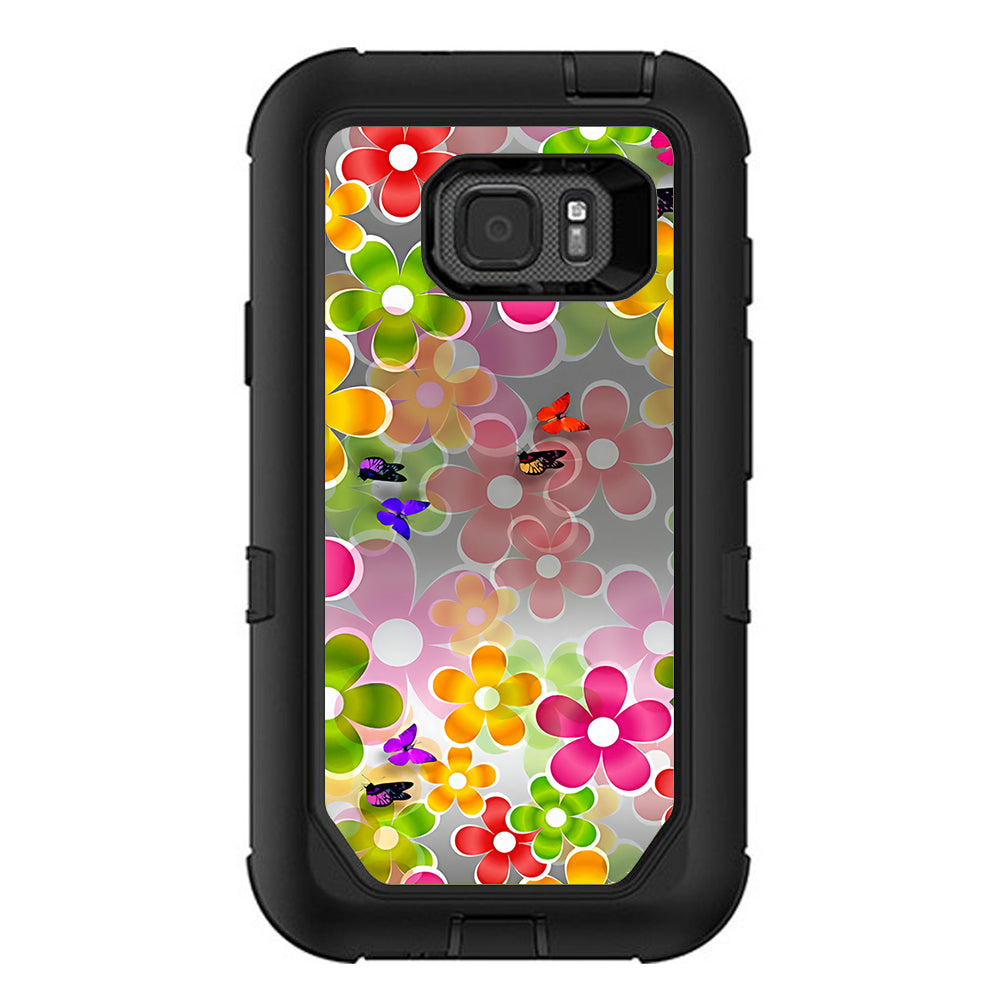  Butterflies And Daisies Flower Otterbox Defender Samsung Galaxy S7 Active Skin