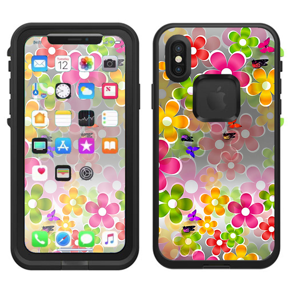  Butterflies And Daisies Flower Lifeproof Fre Case iPhone X Skin