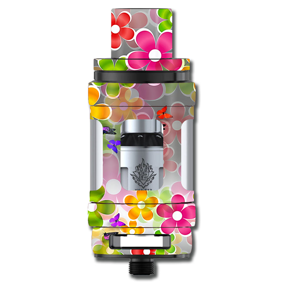  Butterflies And Daisies Flower Smok TFV12 Tank Skin