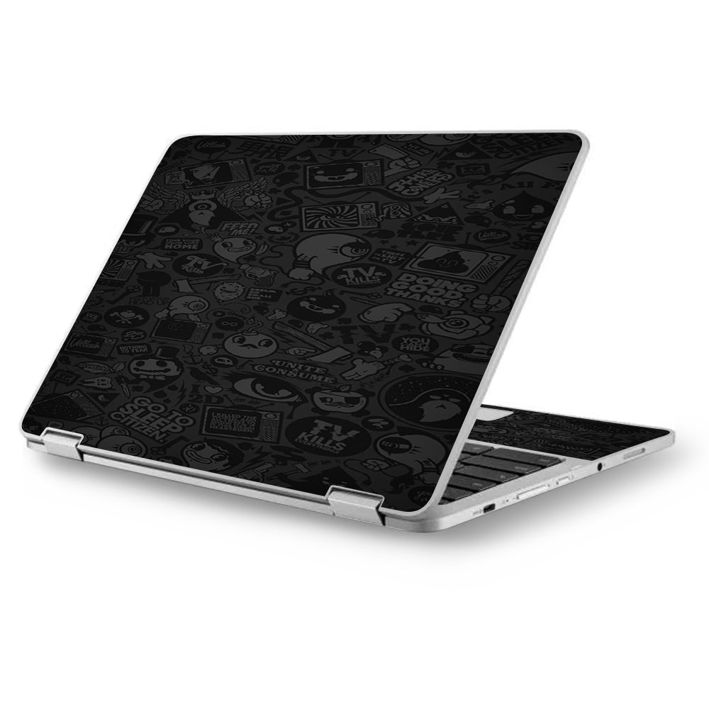  Black Sticker Slap Design Asus Chromebook Flip 12.5" Skin