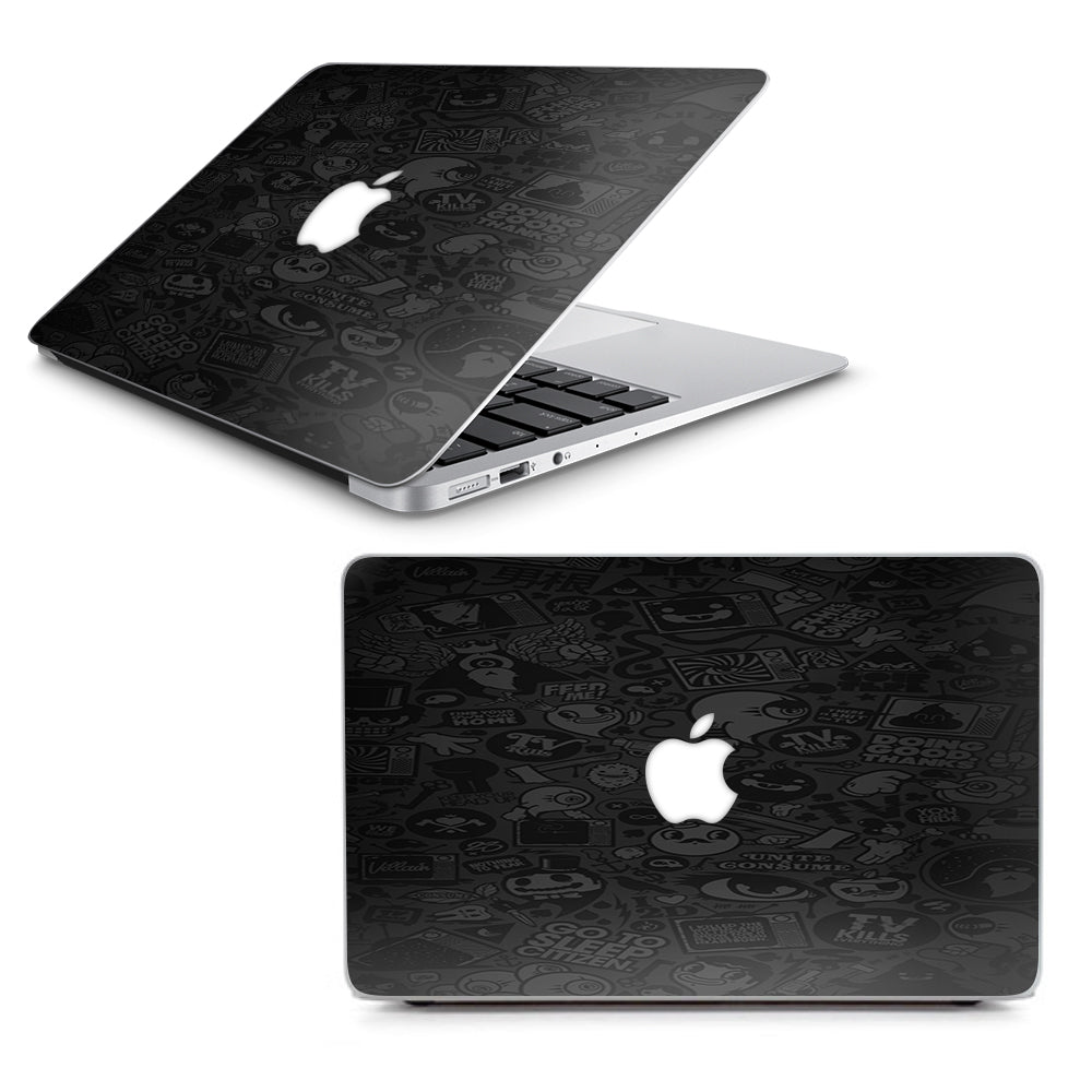  Black Sticker Slap Design Macbook Air 11" A1370 A1465 Skin