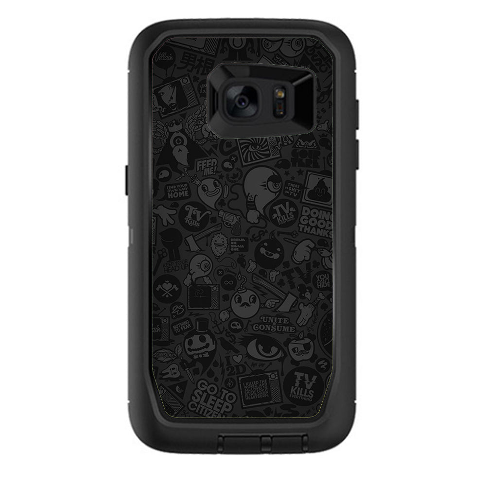  Black Sticker Slap Design Otterbox Defender Samsung Galaxy S7 Edge Skin