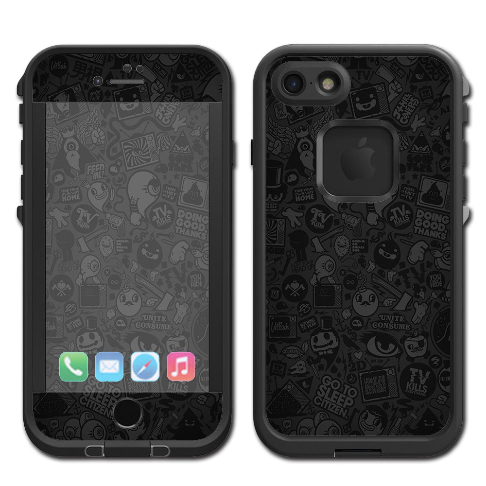  Black Sticker Slap Design Lifeproof Fre iPhone 7 or iPhone 8 Skin