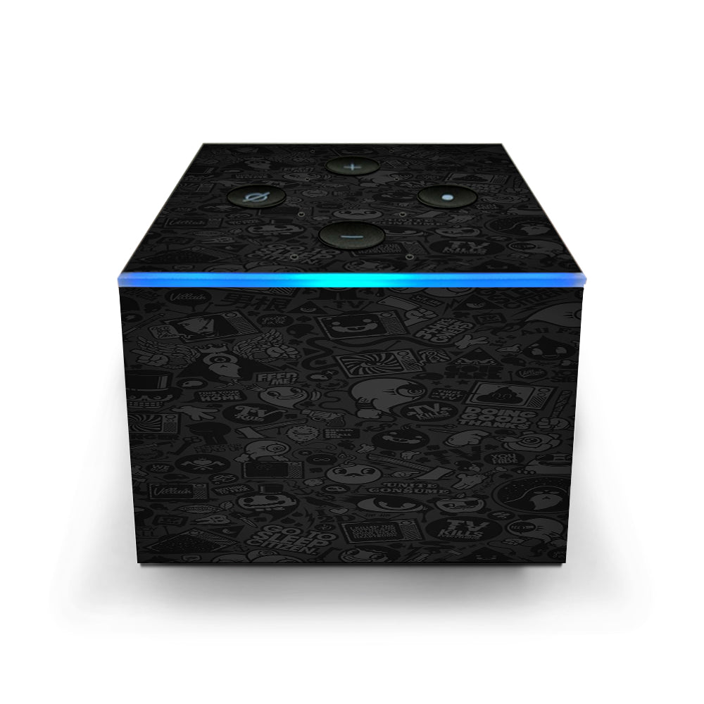  Black Sticker Slap Design Amazon Fire TV Cube Skin