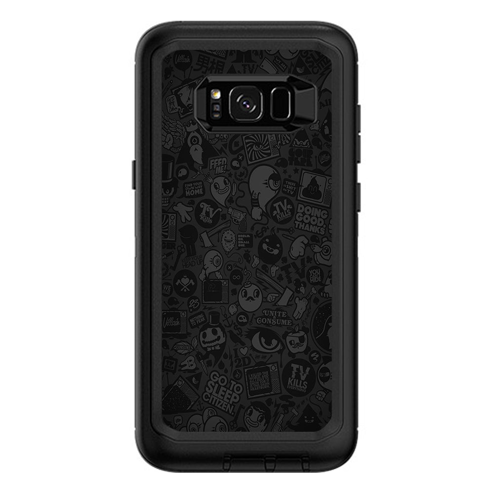  Black Sticker Slap Design Otterbox Defender Samsung Galaxy S8 Plus Skin