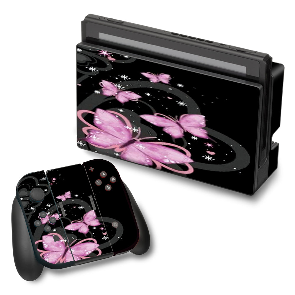  Pink Majestic Butterflies Hearts Nintendo Switch Skin