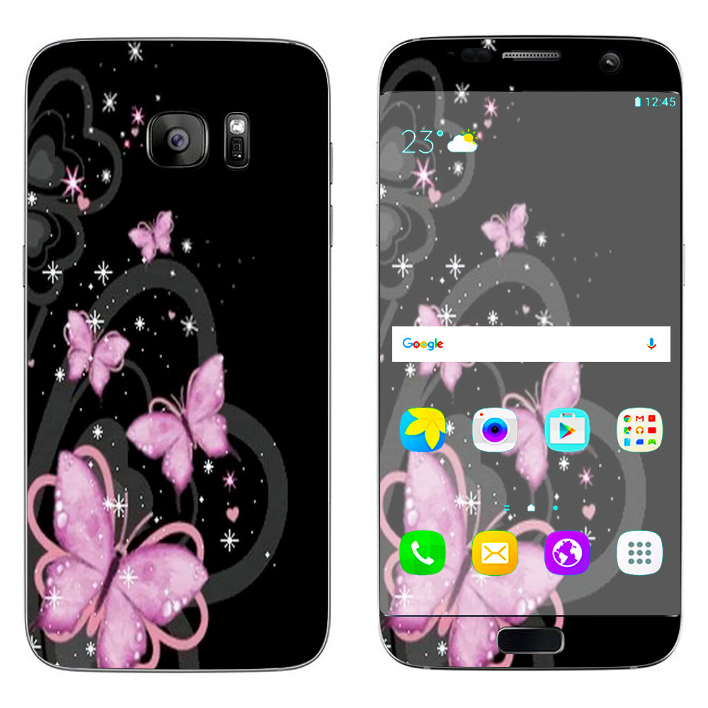  Pink Majestic Butterflies Hearts Samsung Galaxy S7 Edge Skin