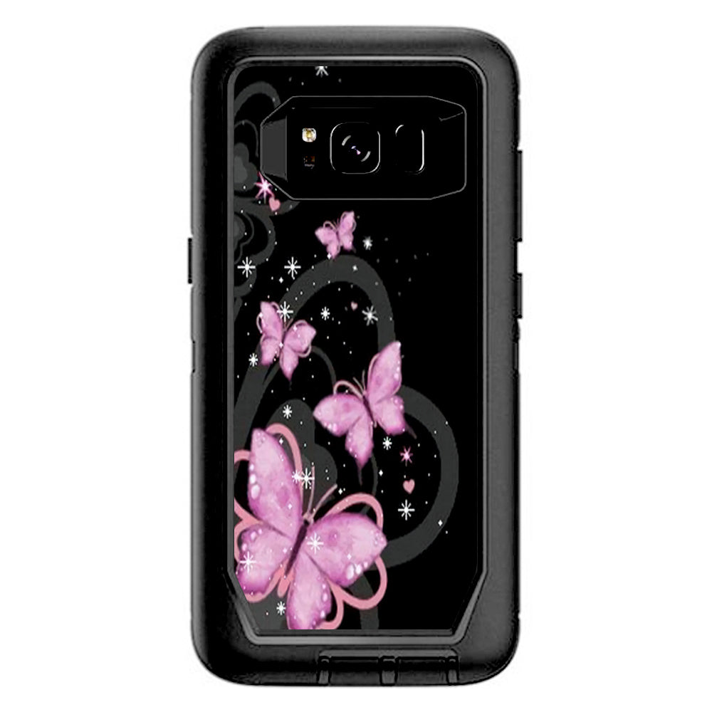  Pink Majestic Butterflies Hearts Otterbox Defender Samsung Galaxy S8 Skin