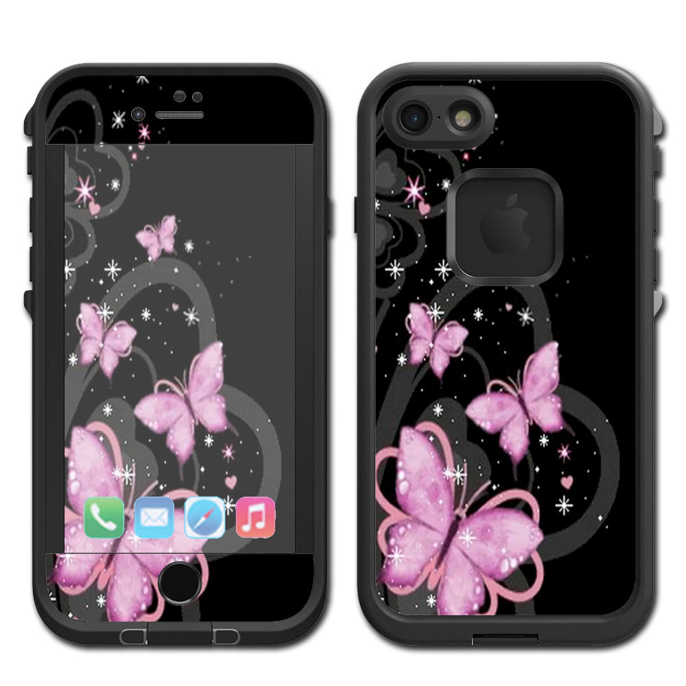  Pink Majestic Butterflies Hearts Lifeproof Fre iPhone 7 or iPhone 8 Skin