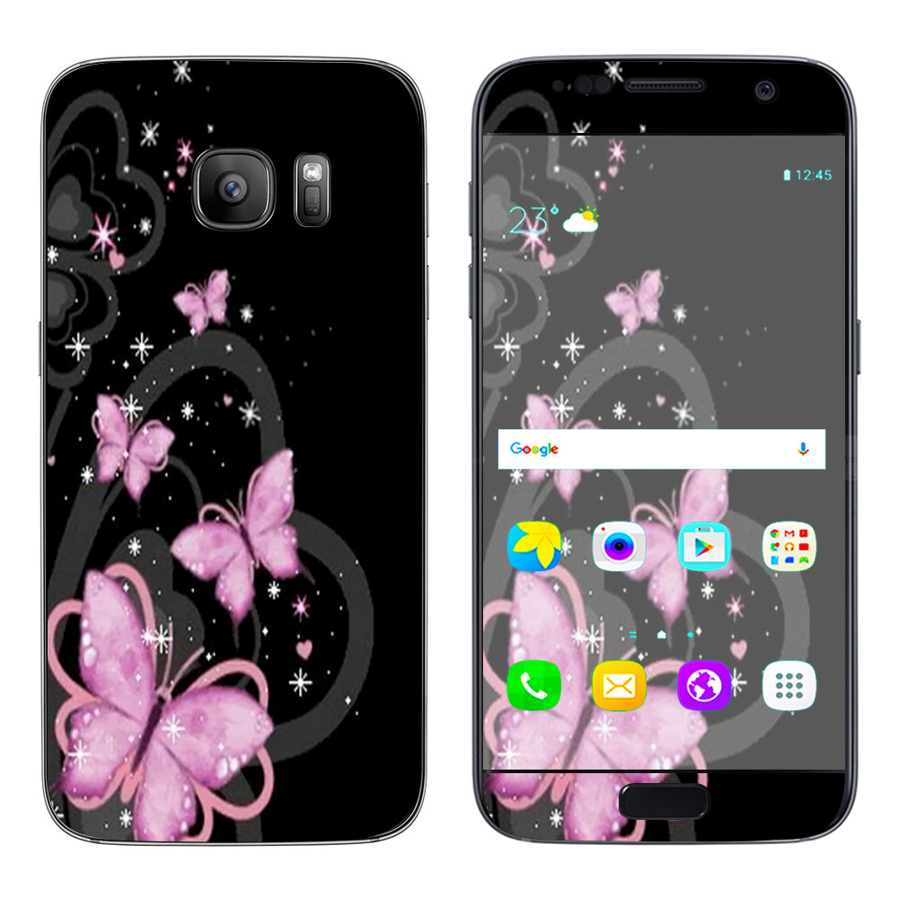  Pink Majestic Butterflies Hearts Samsung Galaxy S7 Skin
