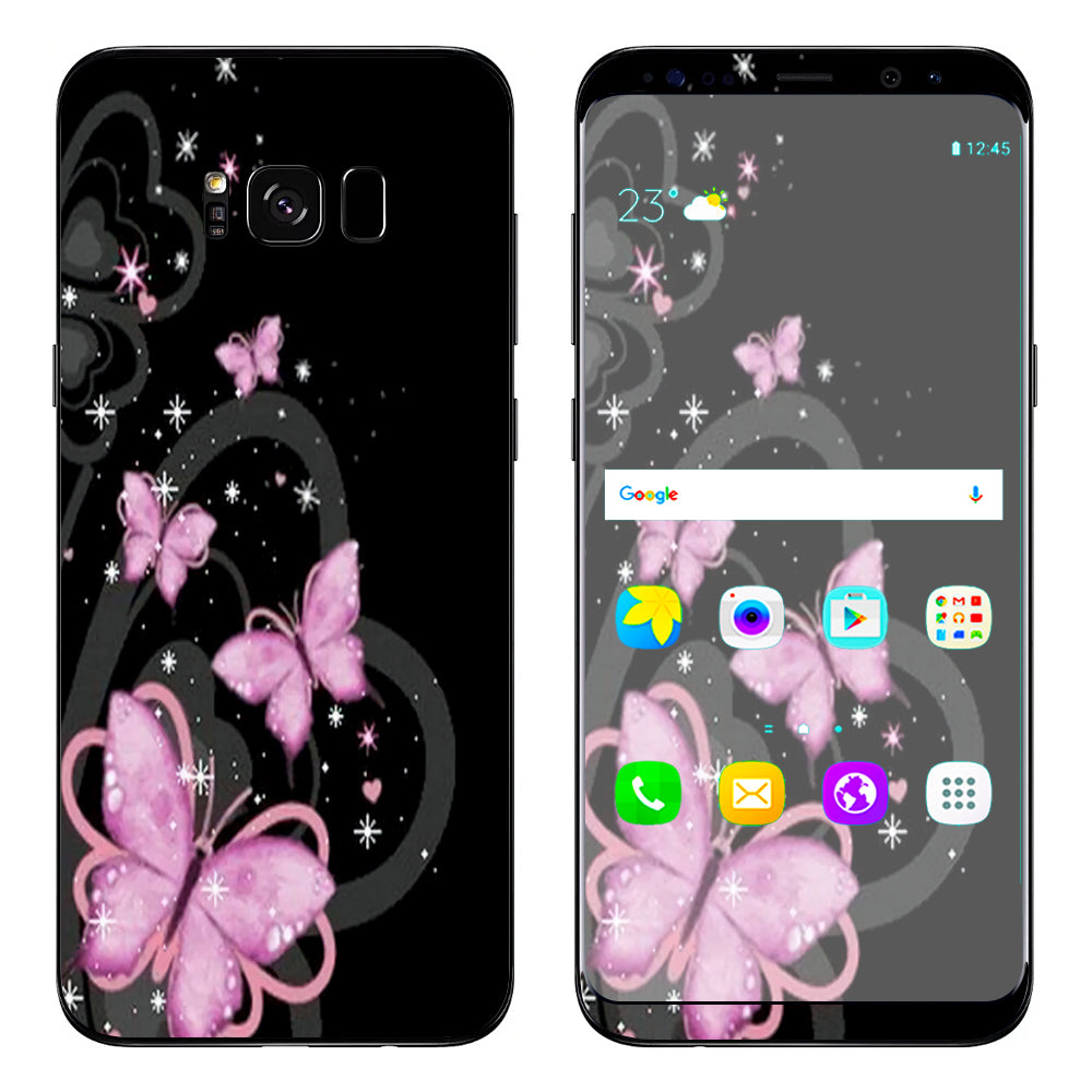  Pink Majestic Butterflies Hearts Samsung Galaxy S8 Skin