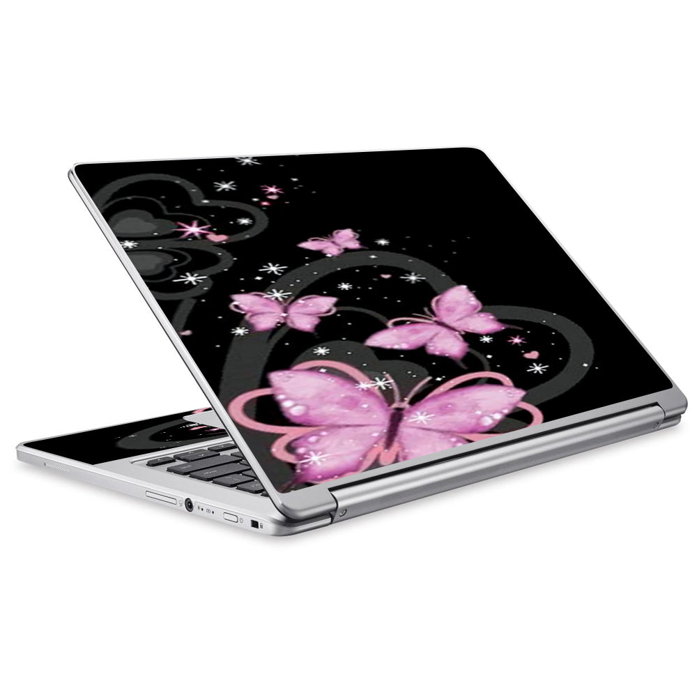  Pink Majestic Butterflies Hearts Acer Chromebook R13 Skin