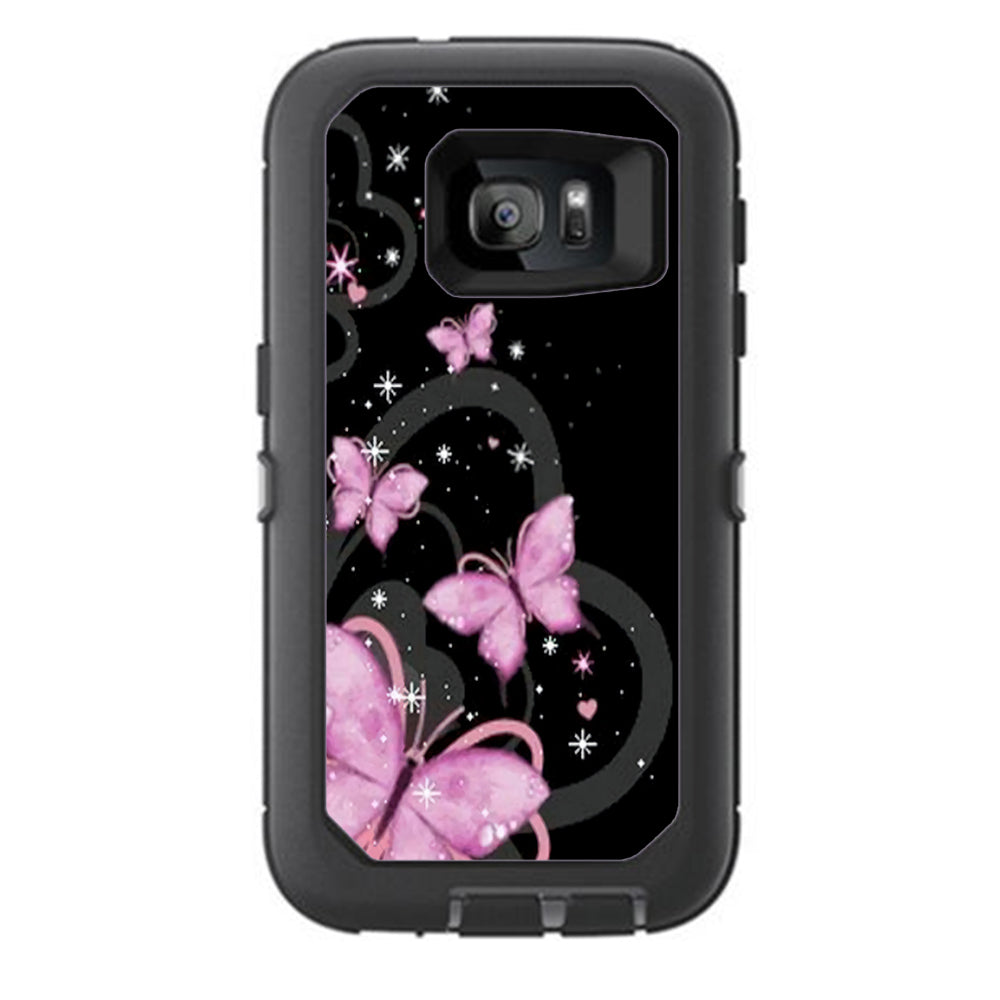  Pink Majestic Butterflies Hearts Otterbox Defender Samsung Galaxy S7 Skin