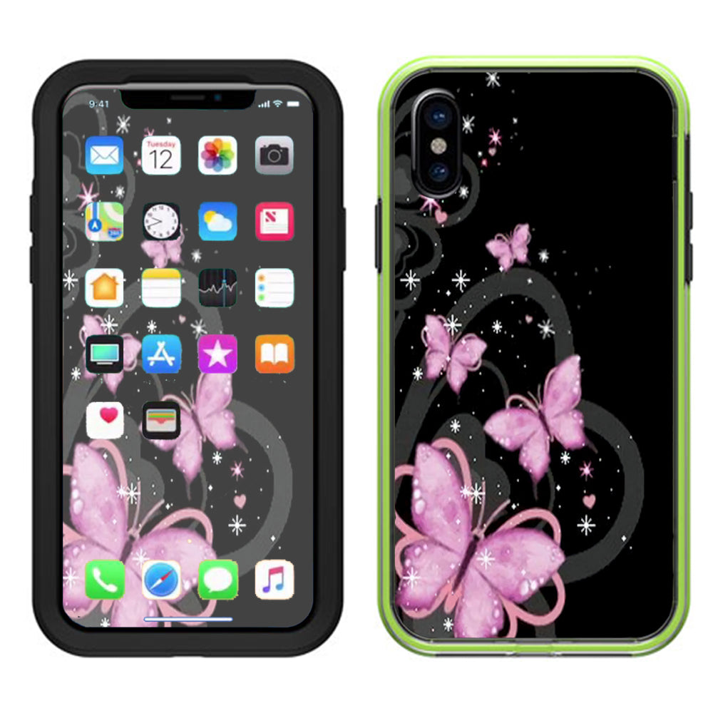  Pink Majestic Butterflies Hearts Lifeproof Slam Case iPhone X Skin