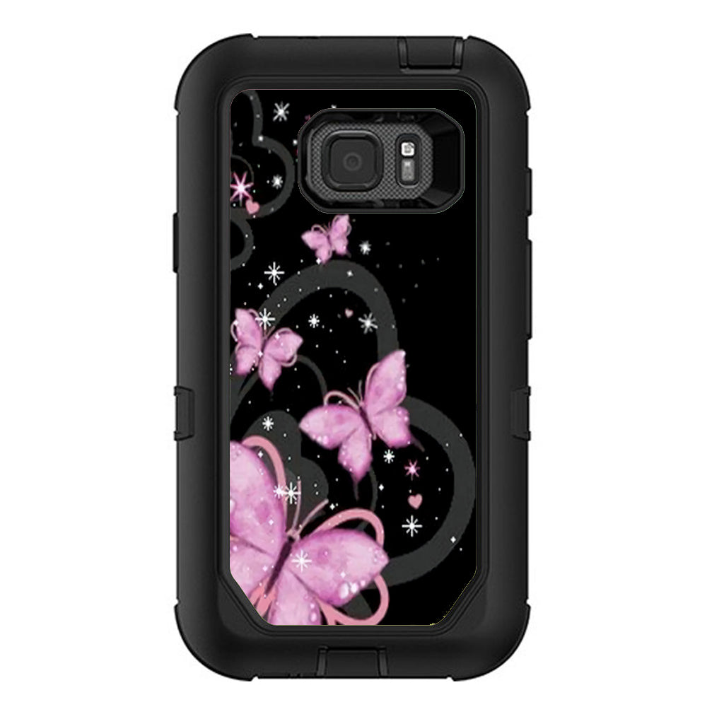  Pink Majestic Butterflies Hearts Otterbox Defender Samsung Galaxy S7 Active Skin