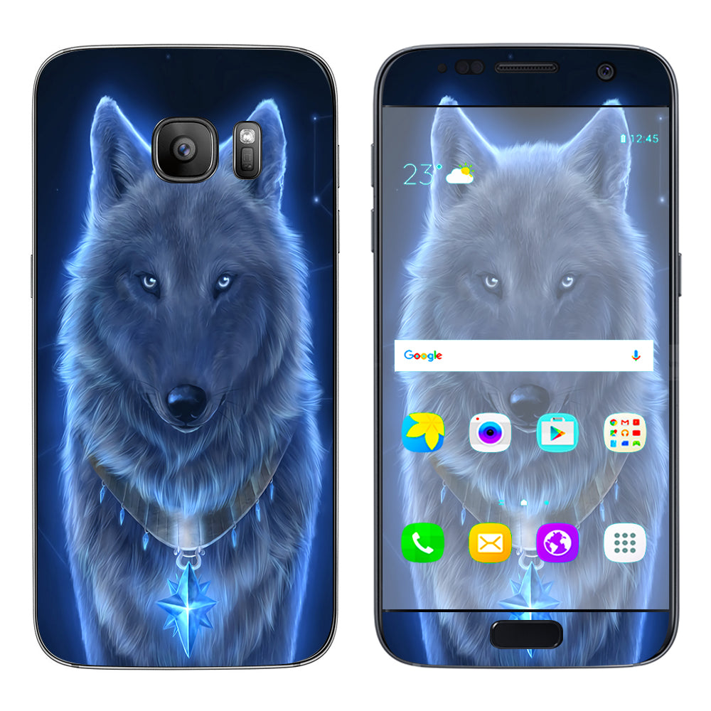  Glowing Celestial Wolf Samsung Galaxy S7 Skin