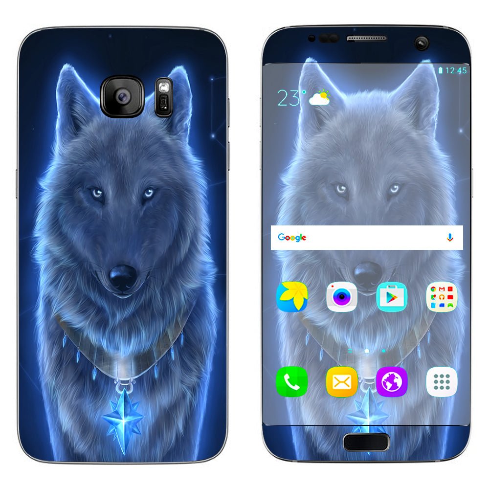  Glowing Celestial Wolf Samsung Galaxy S7 Edge Skin
