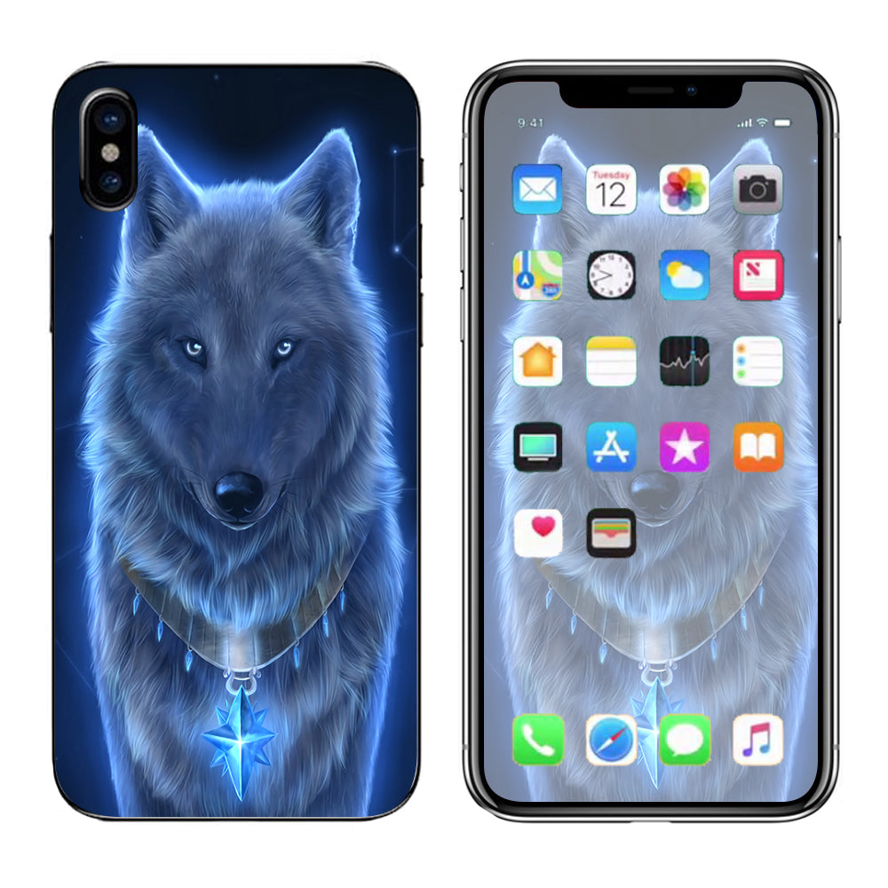  Glowing Celestial Wolf Apple iPhone X Skin
