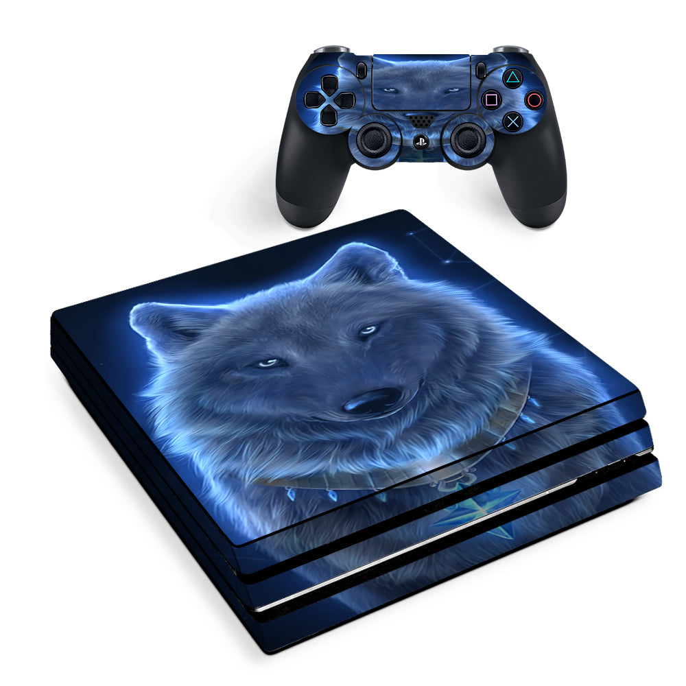 Glowing Celestial Wolf Sony PS4 Pro Skin