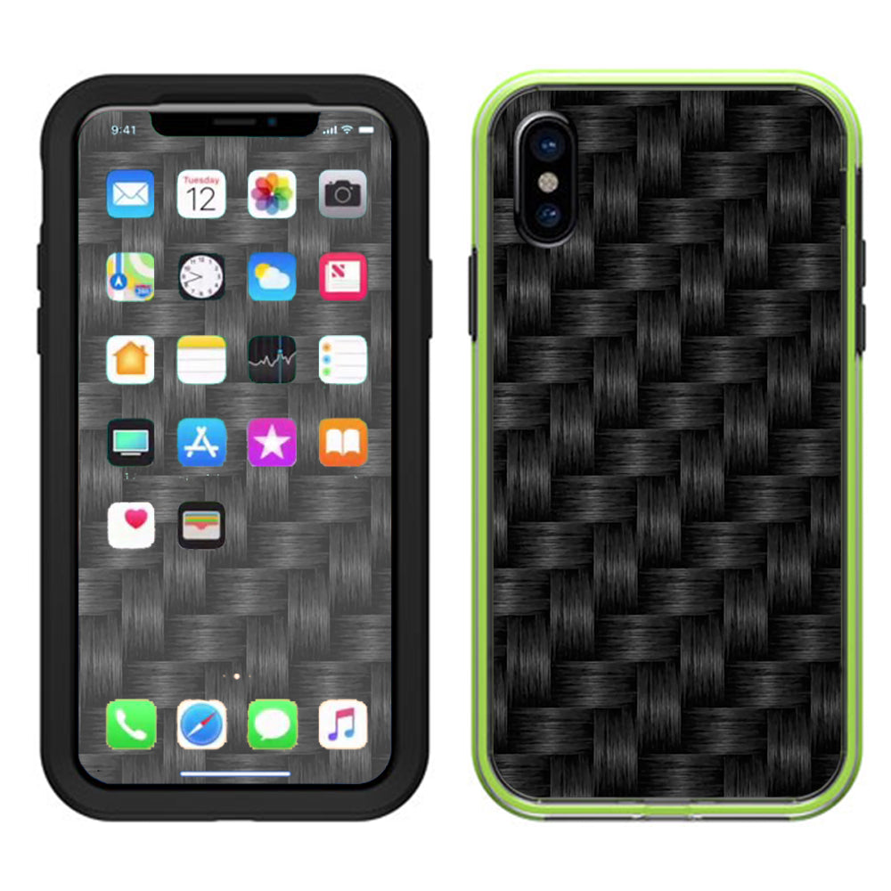  Black Grey Carbon Fiber Weave Lifeproof Slam Case iPhone X Skin