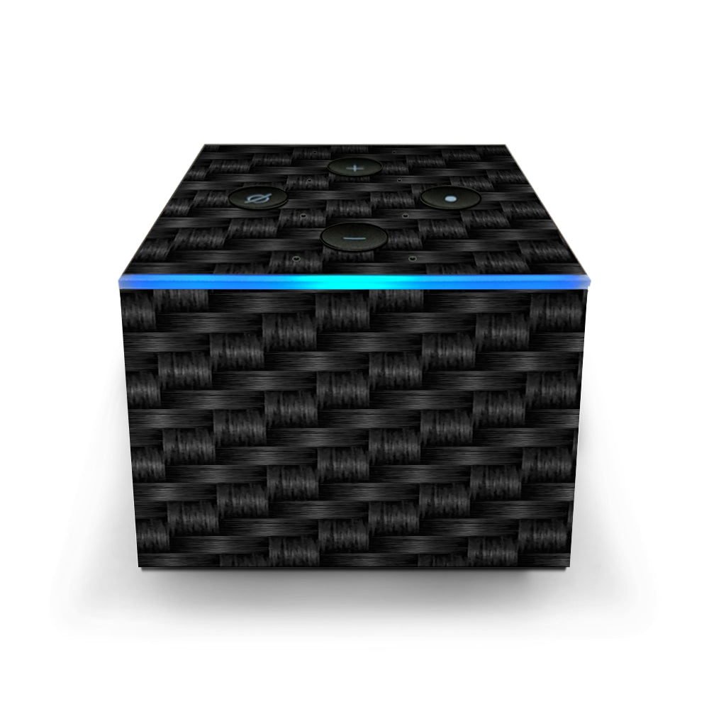  Black Grey Carbon Fiber Weave Amazon Fire TV Cube Skin