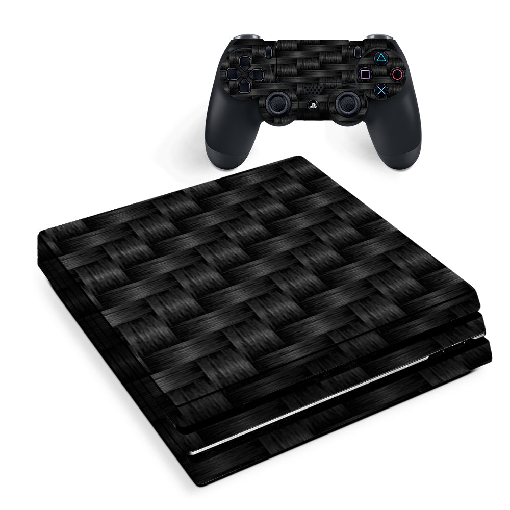 Black Grey Carbon Fiber Weave Sony PS4 Pro Skin