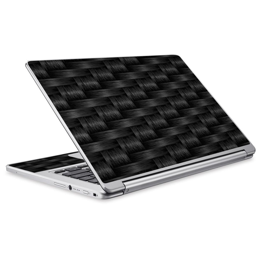  Black Grey Carbon Fiber Weave Acer Chromebook R13 Skin