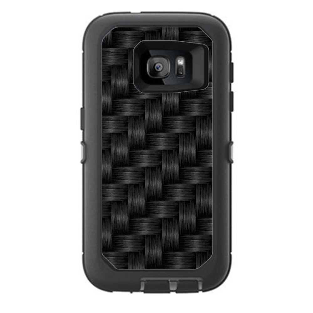  Black Grey Carbon Fiber Weave Otterbox Defender Samsung Galaxy S7 Skin