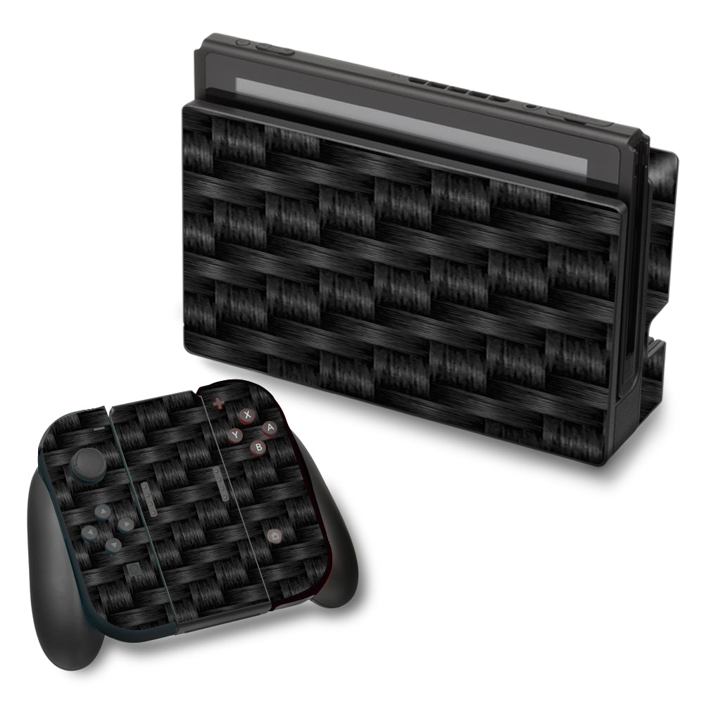  Black Grey Carbon Fiber Weave Nintendo Switch Skin