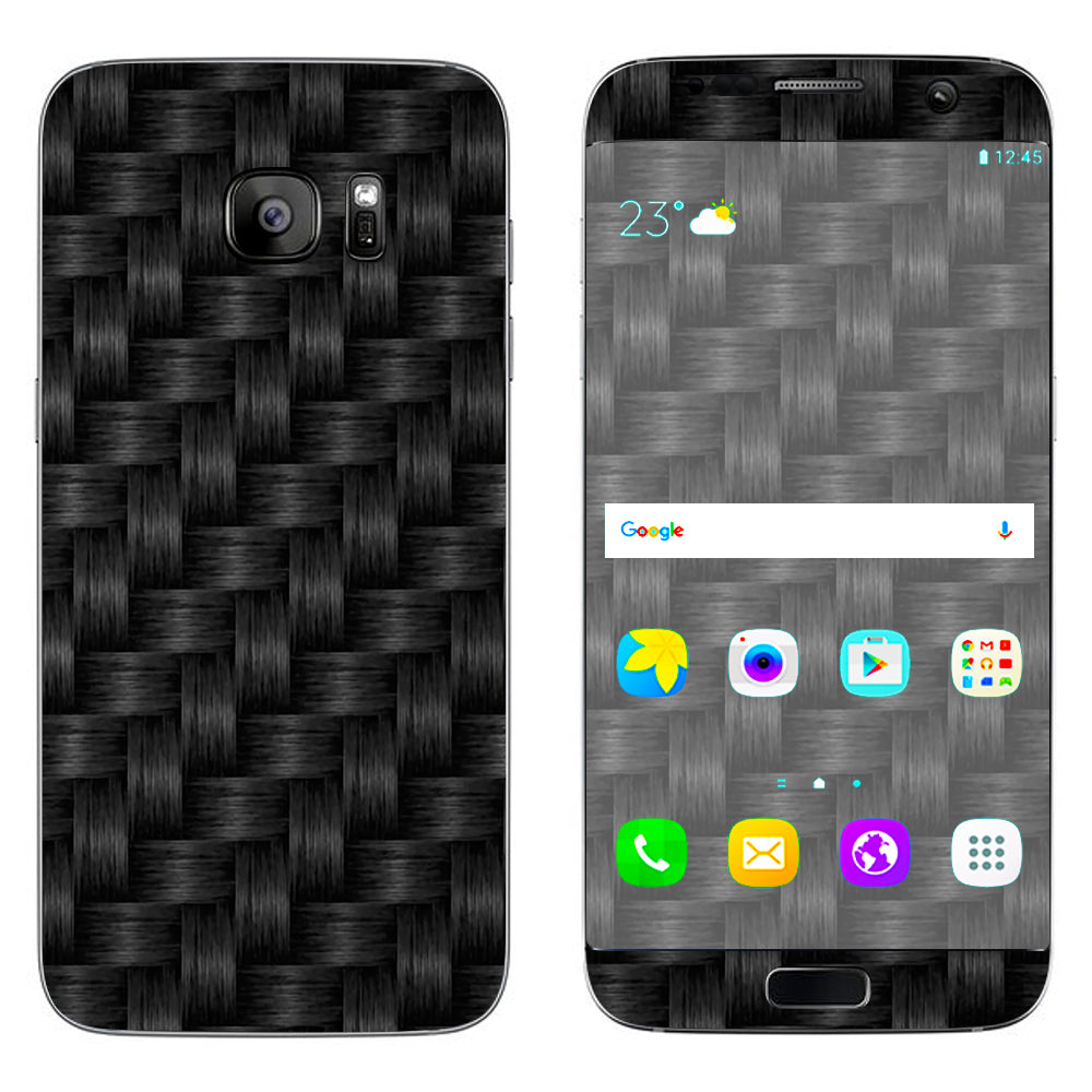  Black Grey Carbon Fiber Weave Samsung Galaxy S7 Edge Skin
