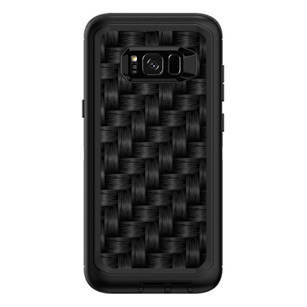  Black Grey Carbon Fiber Weave Otterbox Defender Samsung Galaxy S8 Plus Skin