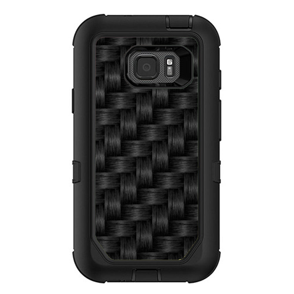  Black Grey Carbon Fiber Weave Otterbox Defender Samsung Galaxy S7 Active Skin