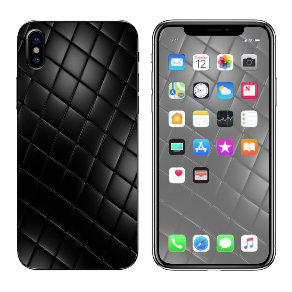  Black Leather Chesterfield Apple iPhone X Skin